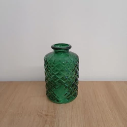 Váza SZÍNES ÜVEG VÁZA 10CM ZÖLD