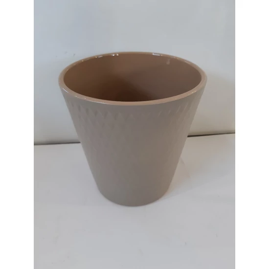 Kerámia kaspó NDT COPENHAGEN GYÉMÁNT MINTÁS MATT BARNA 13/13,5 CM