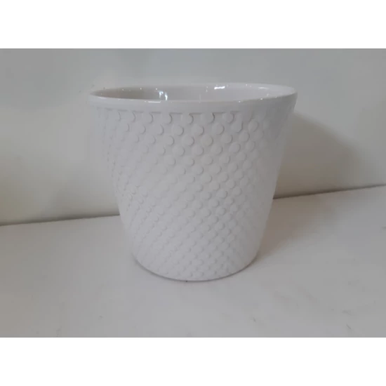 Kerámia kaspó NDT MALMÖ BUBBLE FEHÉR 15/13,5 CM  