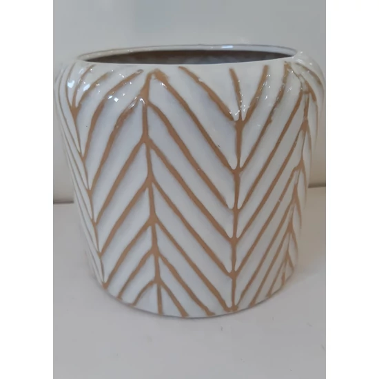 Kaspó SZÁLKAMINTÁS IVORY 15×17CM     
