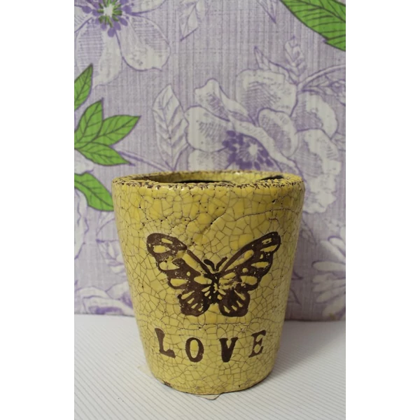 Kerámia kaspó LOVE SÁRGA 8,5CM     