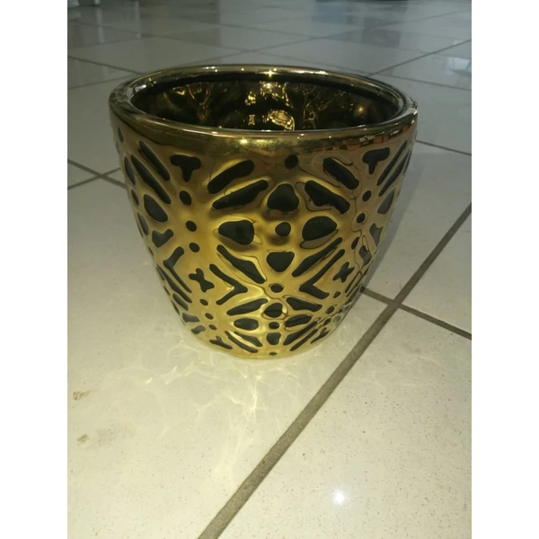 Kaspó PTMD VIANNE GOLD BLACK    