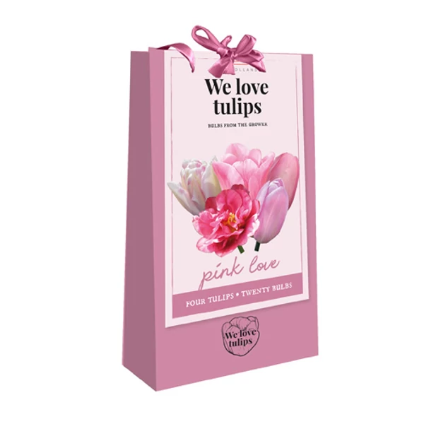 Tulipán VIRÁGHAGYMA TÁSKA TULIPS PINK LOVE WE LOVE TULIPS 20DB/TÁSKA JUB 721270