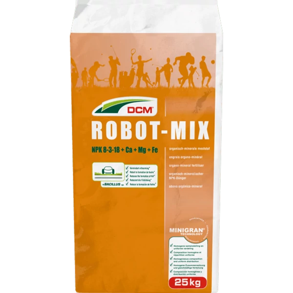 Szerves trágya DCM ROBOT-MIX 8-3-18 + 5Ca + 3MgO + FE 25Kg