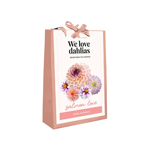 Virághagyma dália VIRÁGHAGYMA TÁSKA WE LOVE DAHLIAS SALMON LOVE 4DB/CSOMAG JUB 700770