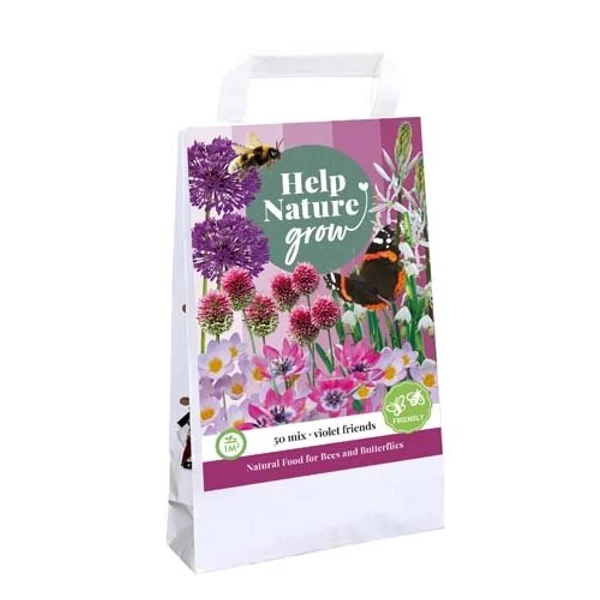 Tavaszi virághagyma válogatás VIRÁGHAGYMA TÁSKA HELP NATURE GROW VIOLET FRIENDS 50DB/CSOMAG JUB 720255