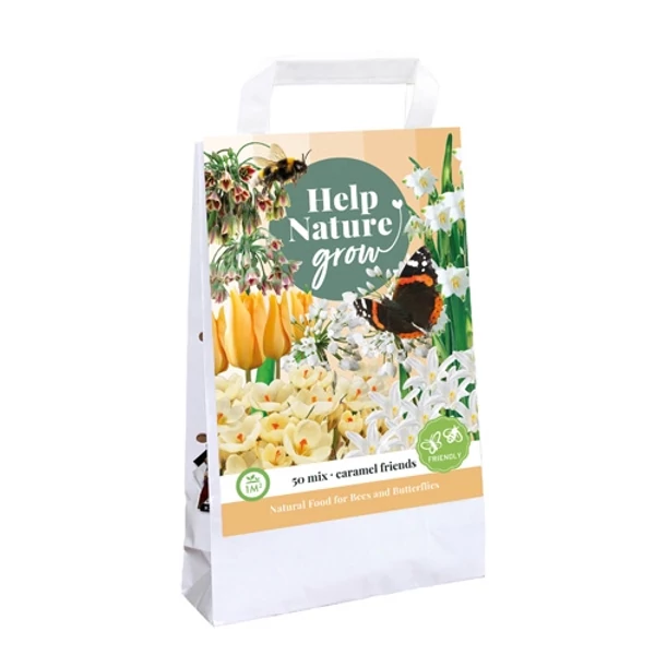 Tavaszi virághagyma válogatás VIRÁGHAGYMA TÁSKA HELP NATURE GROW CARAMEL FRIENDS 50DB/CSOMAG JUB 720260